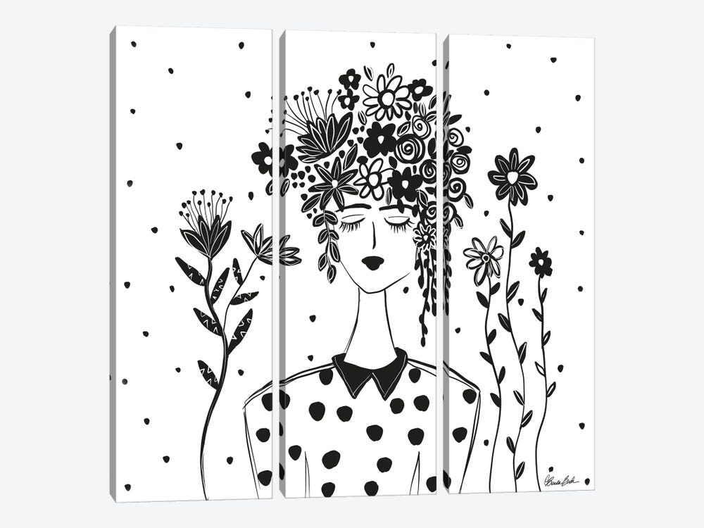Polka Dots And Flowers by Brenda Bush 3-piece Canvas Wall Art
