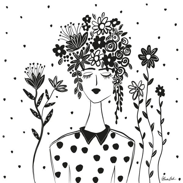 Black & White Florals: Polka Dots And Flowers by Brenda Bush