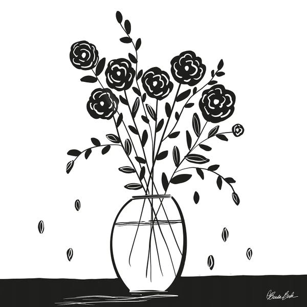 Black & White Florals: Simple Roses by Brenda Bush