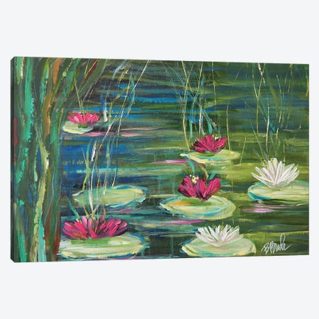 Lily Pads In Spring Canvas Print #BBN32} by Brenda Bush Art Print