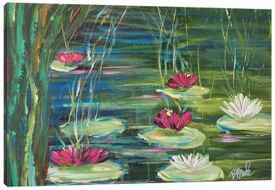 Lily Pads In Spring Canvas Art Print - Water Lilies Collection