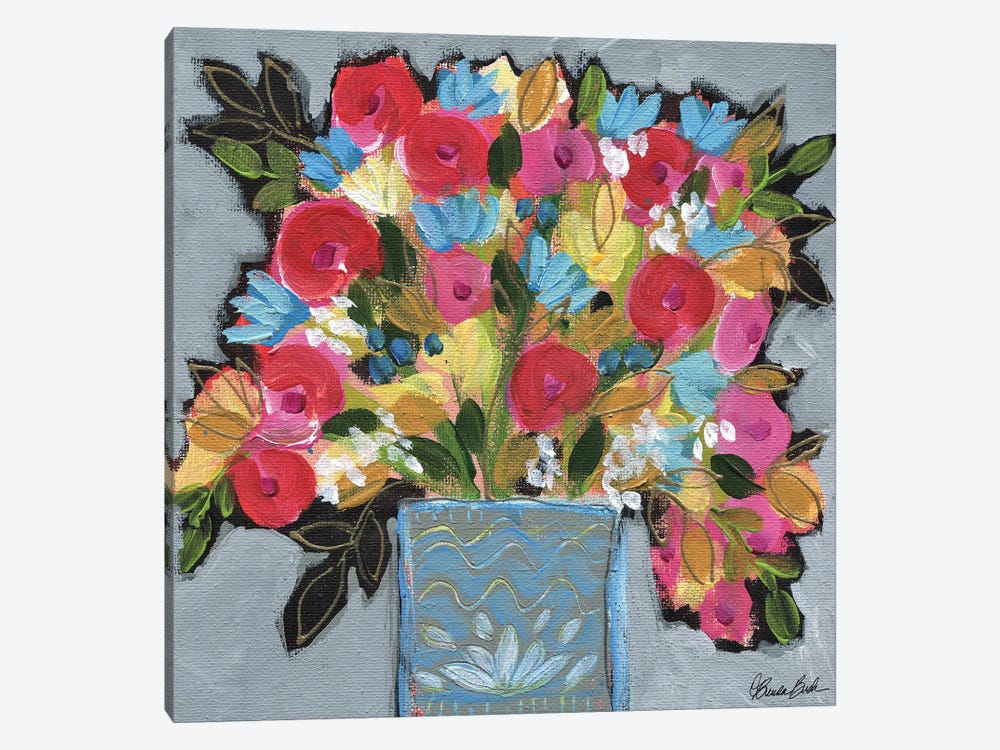 Vase Full Of Flowers by Brenda Bush 1-piece Canvas Wall Art