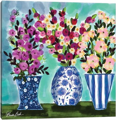 Blue Vase Collection Canvas Art Print - Brenda Bush