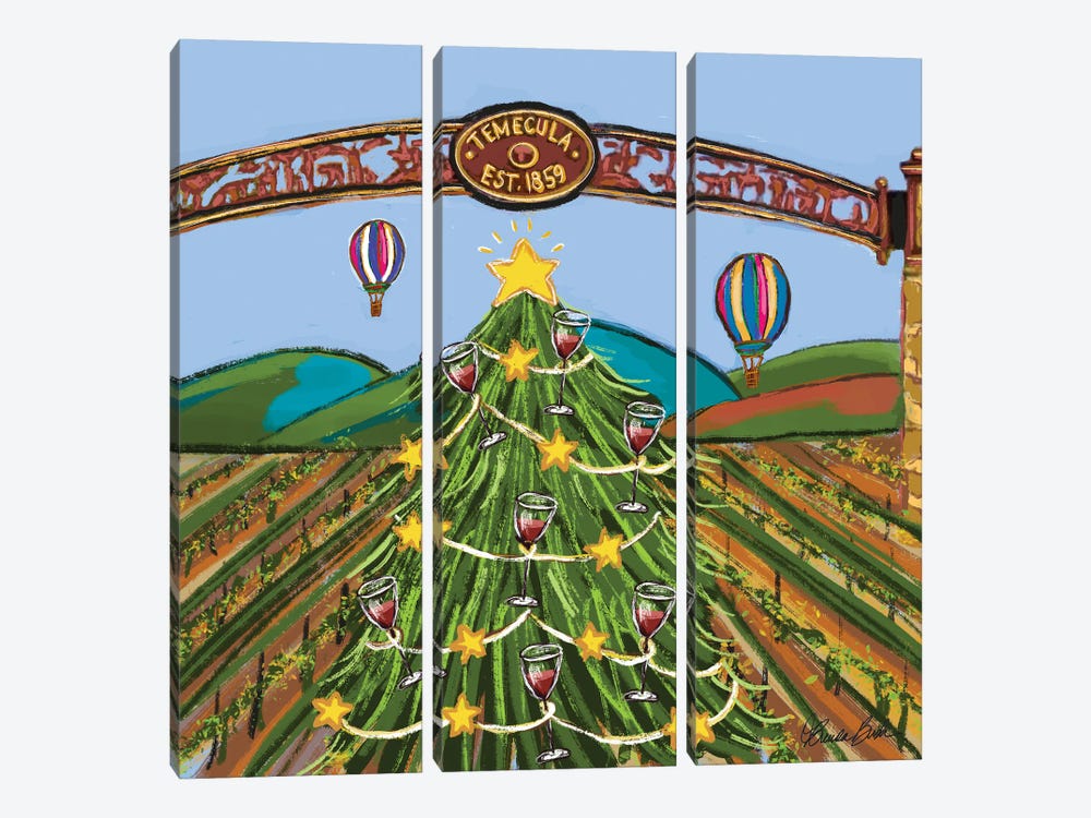 Wine Country Christmas by Brenda Bush 3-piece Canvas Wall Art