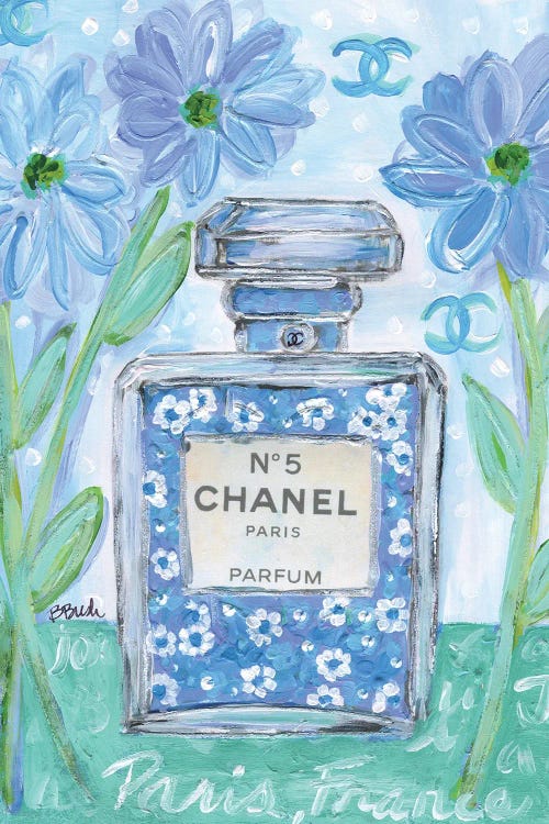 Source Unknown, Art, Mirror Wall Art Chanel No 5 Paris Perfume Bottle  Print Blue Teal Black 4x11
