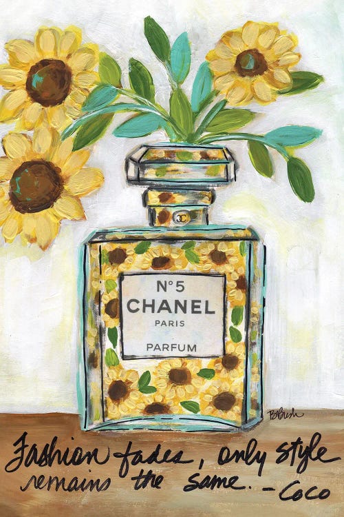 Chanel Sunflowers by Brenda Bush Fine Art Paper Poster ( Fashion > Hair & Beauty > Perfume Bottles art) - 24x16x.25