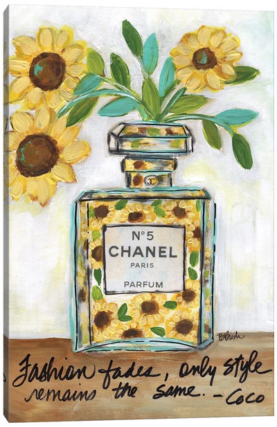 Chanel Sunflowers Canvas Art Print - Perfume Bottle Art