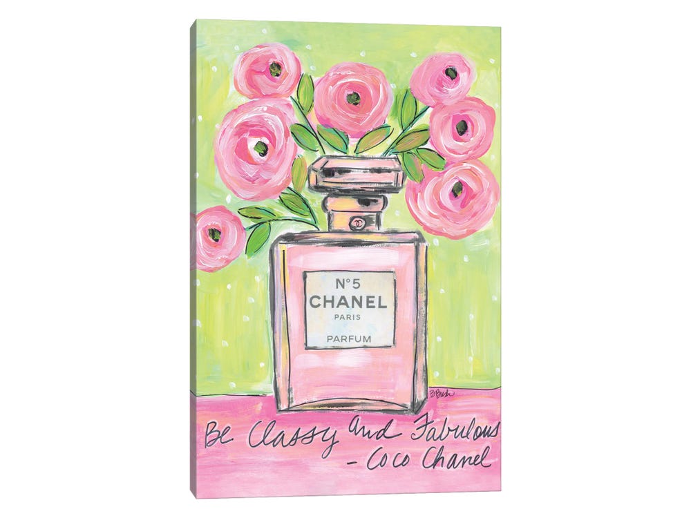 Pink Chanel - Canvas Print Wall Art by Brenda Bush ( Fashion > Hair & Beauty > Perfume Bottles art) - 12x8 in