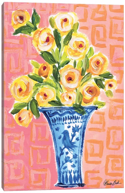 Bluebird Vase Canvas Art Print - Chinoiserie Art