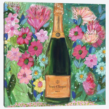 Champagne In The Garden Canvas Print #BBN387} by Brenda Bush Canvas Art Print