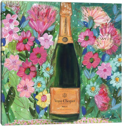 Champagne In The Garden Canvas Art Print - Brenda Bush