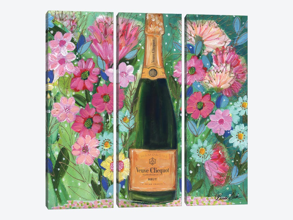 Champagne In The Garden by Brenda Bush 3-piece Canvas Print