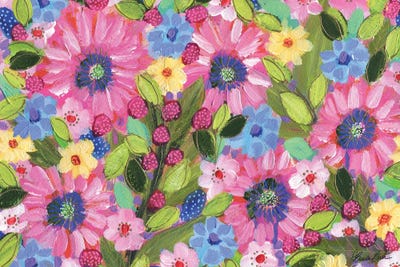 Raspberries And Flowers by Brenda Bush canvas print