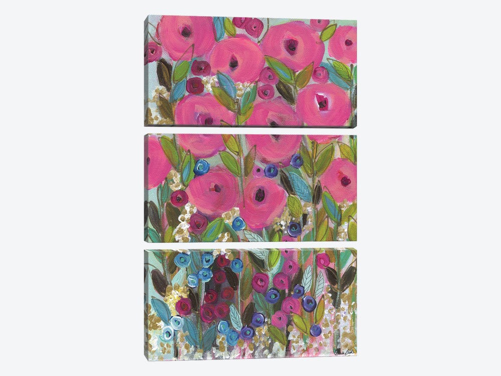 Millennial Pink Roses by Brenda Bush 3-piece Canvas Print