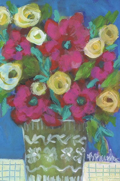 Flowers On The Table In Greece