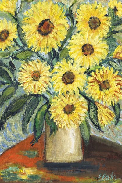 Brenda Bush: Sunflowers On The Table by Brenda Bush