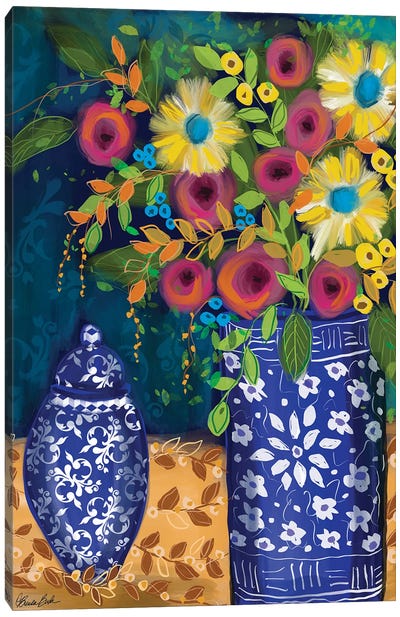 Blue Vases Canvas Art Print - Brenda Bush