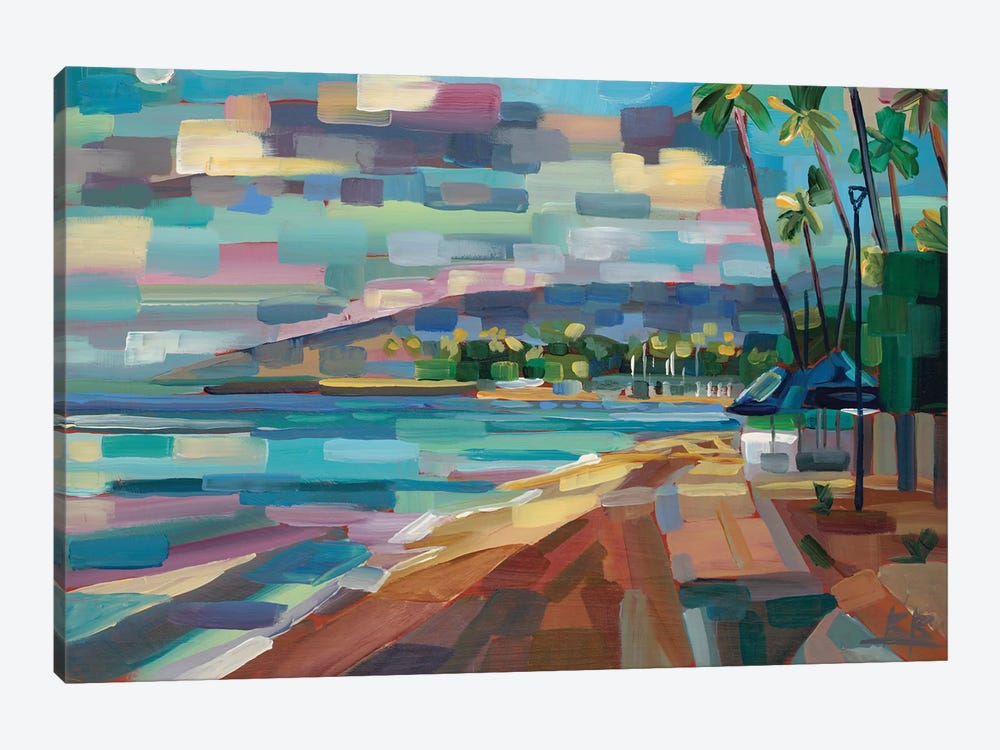 Morning Moon Over Waikiki by Brooke Borcherding 1-piece Canvas Art