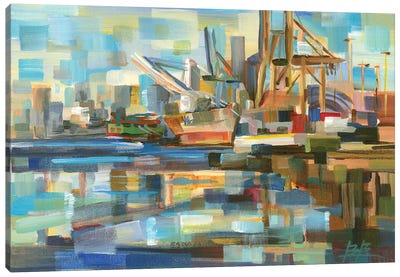 Port of Seattle Canvas Art Print - Seattle Skylines