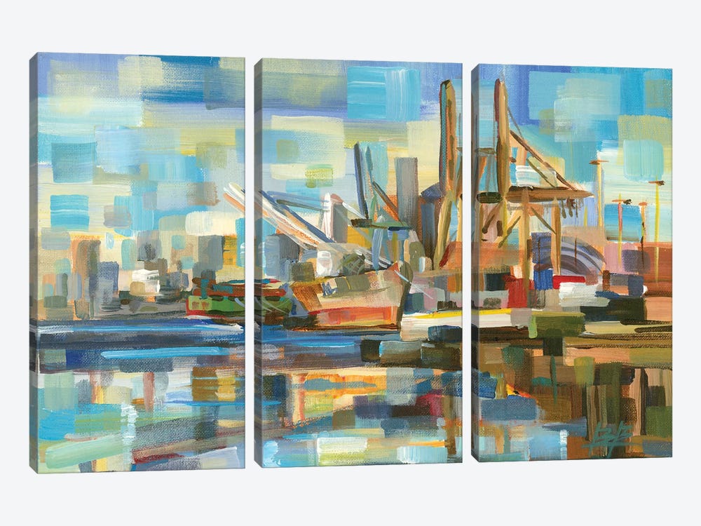 Port Of Seattle by Brooke Borcherding 3-piece Canvas Print