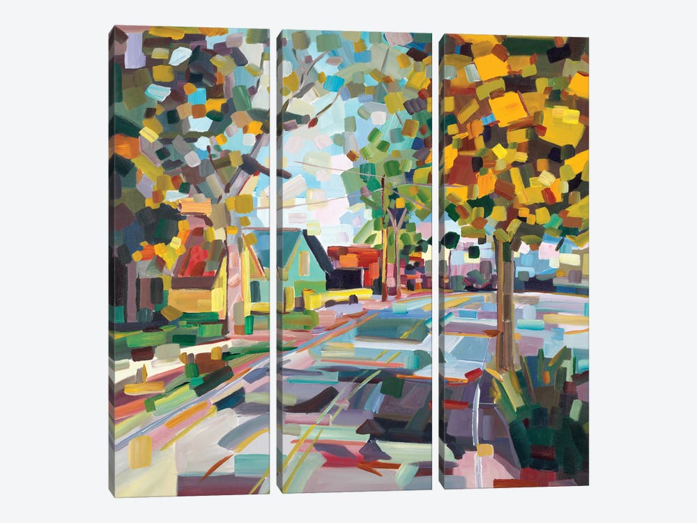 Fall Neighborhood by Brooke Borcherding 3-piece Canvas Art Print