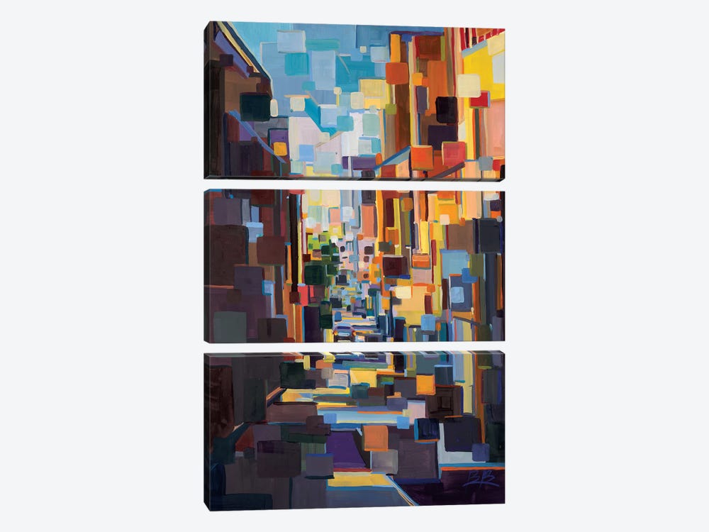 Long Hall in the City Deconstruction  3-piece Canvas Artwork
