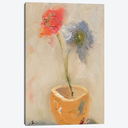 Tea Cup Flowers Canvas Print #BBR48} by Bradford Brenner Canvas Artwork