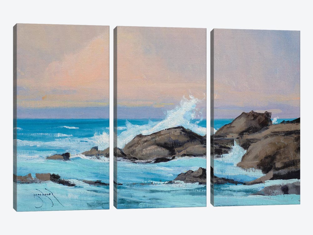 Fort Bragg Rocks And Water by Ben Bauer 3-piece Canvas Wall Art
