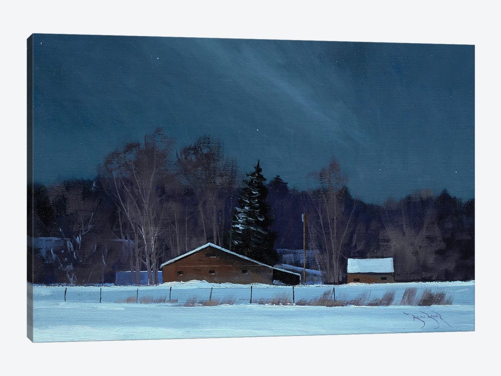 Grant Barns At Night by Ben Bauer 1-piece Canvas Art Print