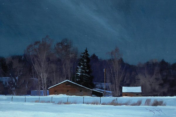 Minnesota: Grant Barns At Night by Ben Bauer