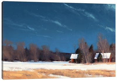 Grant Township Farm By Moonlight Canvas Art Print - Wisconsin Art