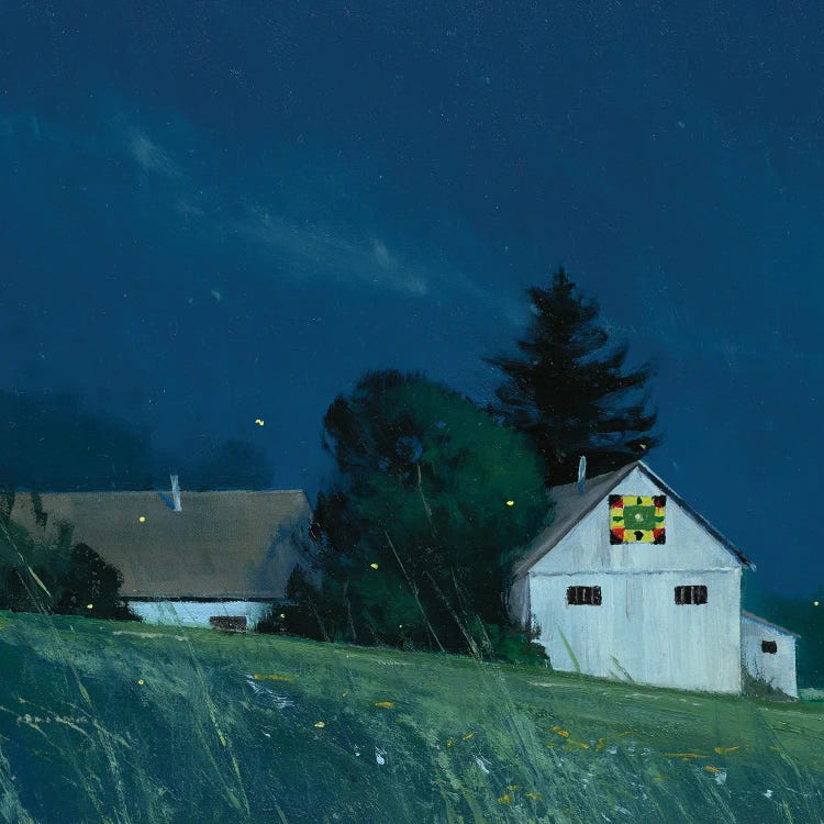 Hillside Barns And Fireflies