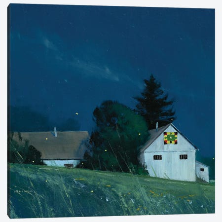 Hillside Barns And Fireflies Canvas Print #BBU22} by Ben Bauer Art Print