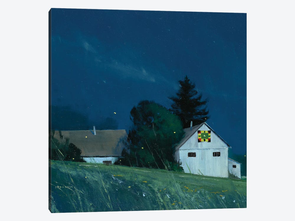 Hillside Barns And Fireflies by Ben Bauer 1-piece Canvas Print