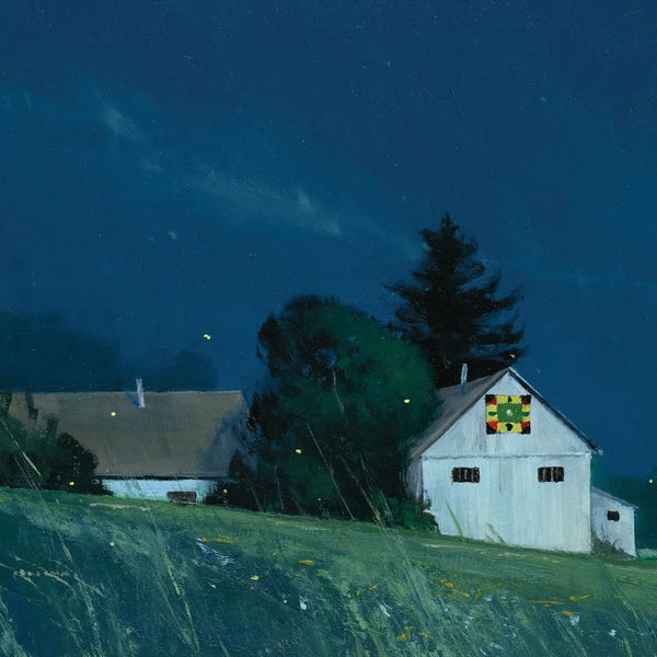 Classic Americana: Hillside Barns And Fireflies by Ben Bauer