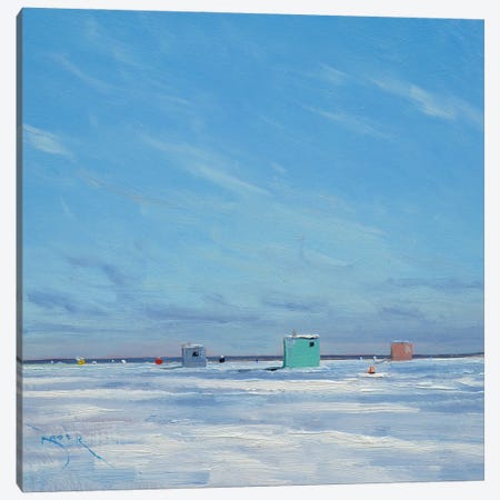 Ice Houses On The Banana Bar Lake Mille Laces Canvas Print #BBU24} by Ben Bauer Canvas Artwork