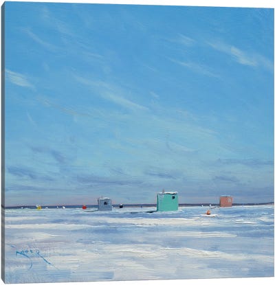 Ice Houses On The Banana Bar Lake Mille Laces Canvas Art Print - Ben Bauer