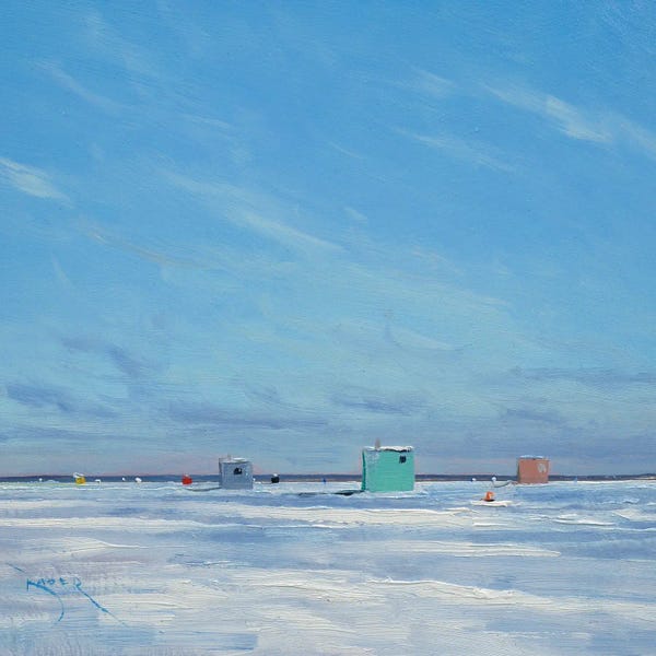 Infinite Landscapes: Ice Houses On The Banana Bar Lake Mille Laces by Ben Bauer