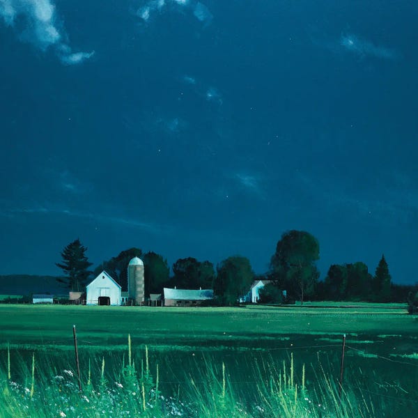 Ben Bauer: Moonlit Scene At Cushing by Ben Bauer