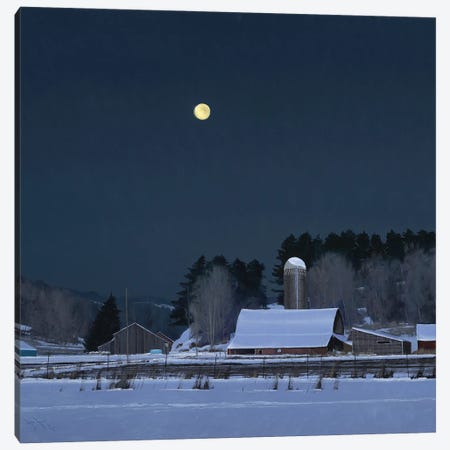 Moonset 7 Minutes To Sun Up Canvas Print #BBU38} by Ben Bauer Canvas Art
