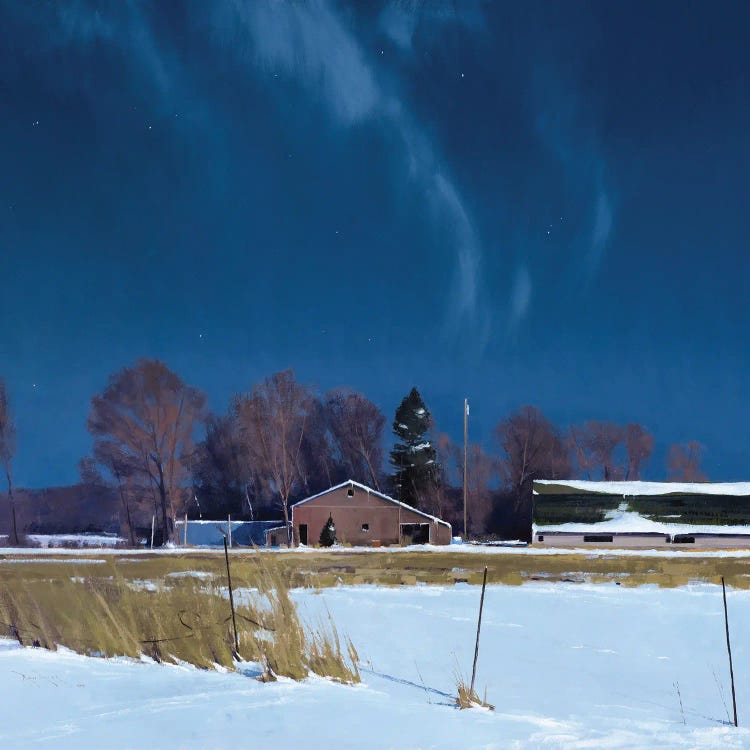 Sauk Rapids Farm By Moonlight