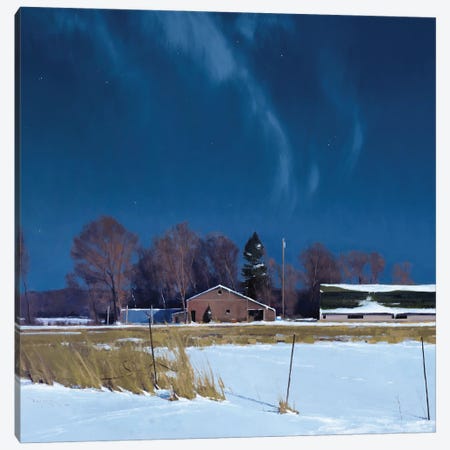 Sauk Rapids Farm By Moonlight Canvas Print #BBU50} by Ben Bauer Canvas Art