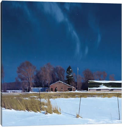 Sauk Rapids Farm By Moonlight Canvas Art Print - Minnesota Art