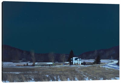 South Of Knapp By Moonlight Canvas Art Print - Ben Bauer