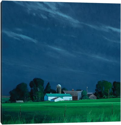 St. Croix County Farm By Moonlight Canvas Art Print - Wisconsin Art