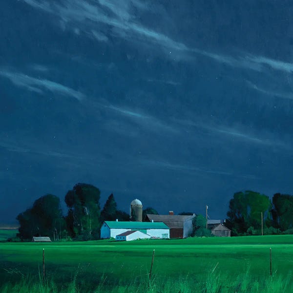 Classic Americana: St. Croix County Farm By Moonlight by Ben Bauer