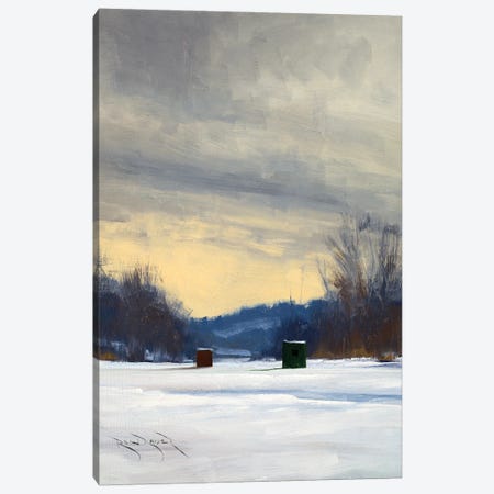 Empty Ice Houses Canvas Print #BBU67} by Ben Bauer Canvas Artwork