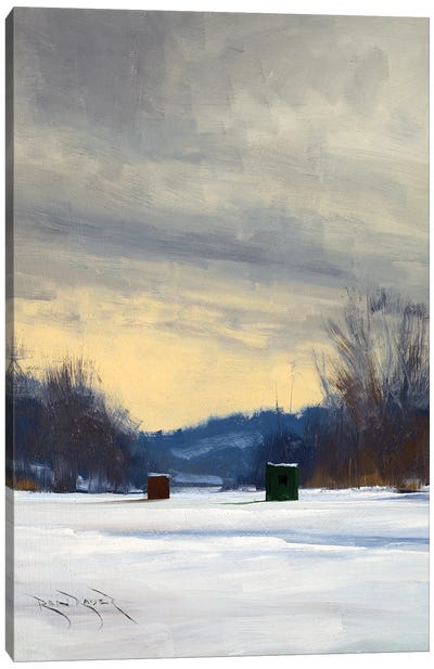 Empty Ice Houses Canvas Art Print - Ben Bauer