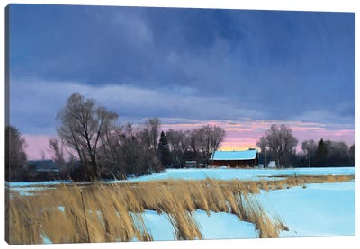 Approaching 0 Degrees Lake Elmo Farm Canvas Art Print - Rustic Winter