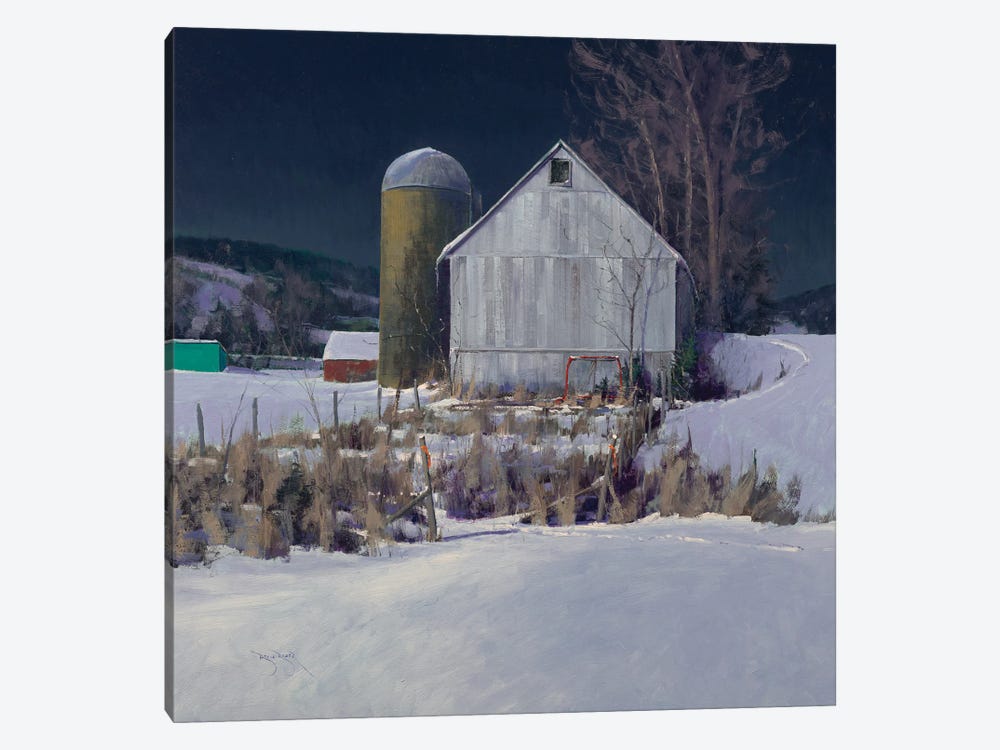 A Driftless Barn Yard At Midnight by Ben Bauer 1-piece Canvas Art